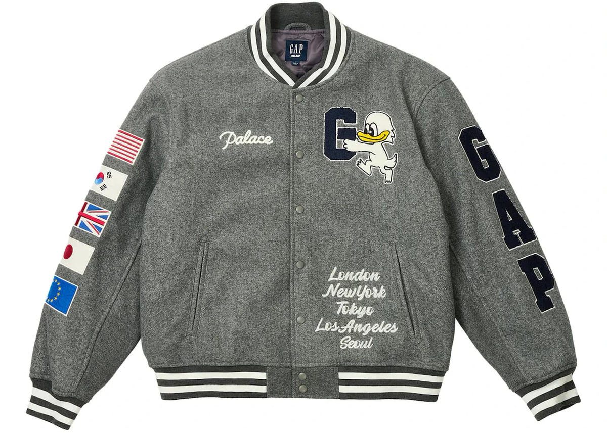 Gap x Palace Varsity Jacket - Size XL - Grey - NEW | eBay