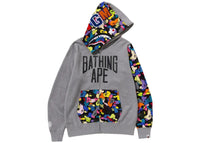 BAPE Multi Camo NYC Logo Shark Full Zip Hoodie Grey