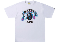 BAPE Marble Camo Liquid College Tee White