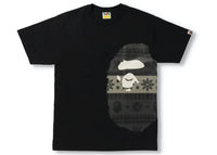 BAPE Snow Pattern Side Big Ape Head Tee Black/Black