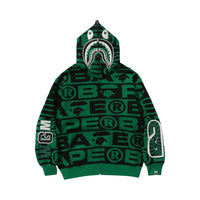 Bape Lux Sport Pattern Shark Full Zip Hoodie Green