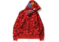 BAPE Color Camo Shark Full Zip Hoodie Red