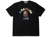 BAPE Multi Color Letters College Tee Black